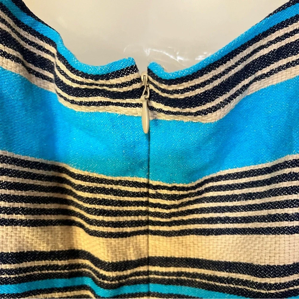 The Limited 8 Linen Cotton Sheath Sleeveless Dress Blue Tan Black - Picture 5 of 8